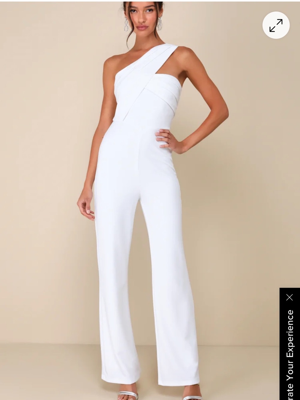 Lulu's One-Shoulder White Jumpsuit with Cross-Over Strap